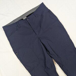 Eddie Bauer Fleece Lined Tech Pants Blue Pockets Nylon Hiking Gorpcore Men 38x32